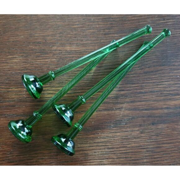 Other - Vintage Set of 4 Green Pebbled Art Glass Cocktail Muddlers Muddling Sticks 5.25”